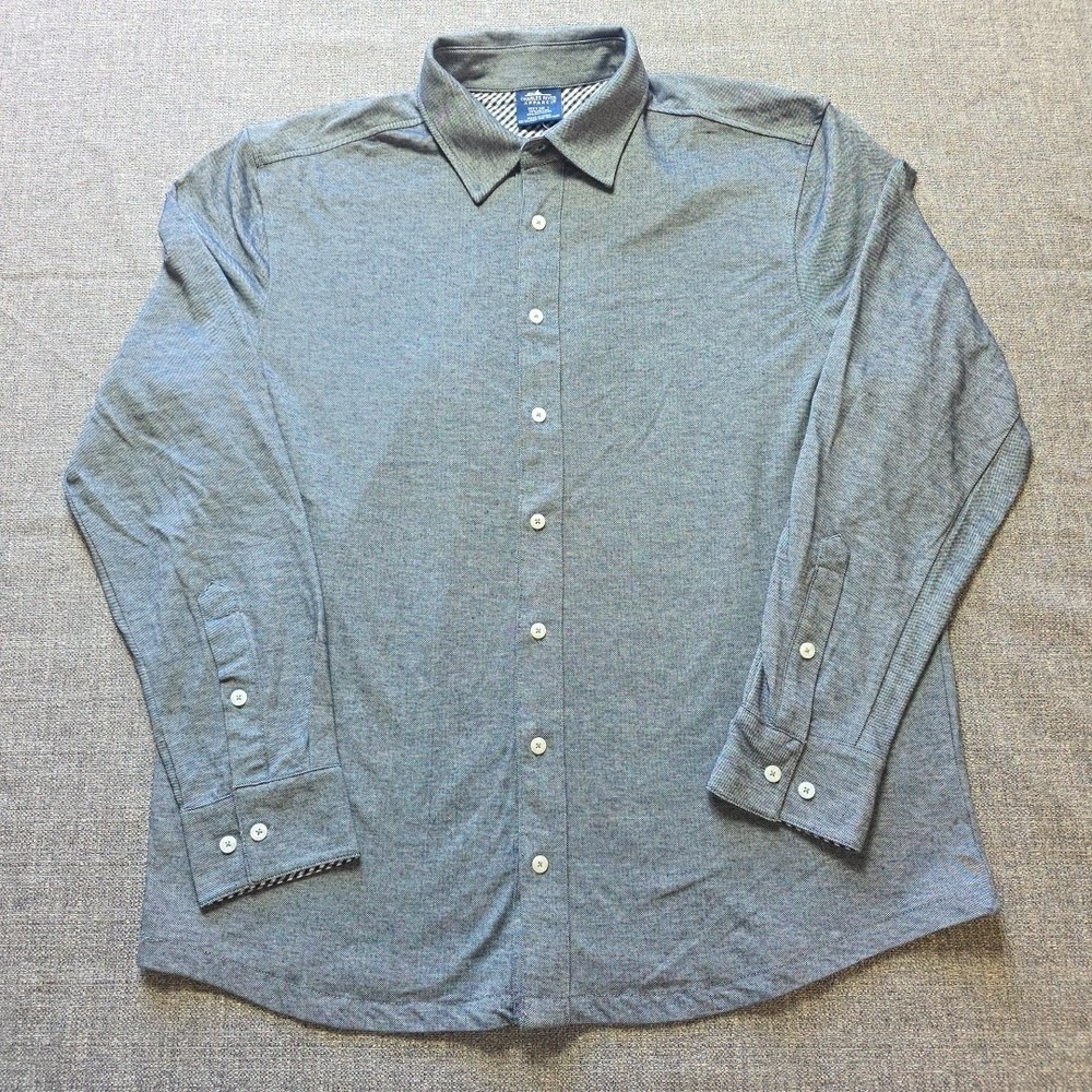 Charles River Apparel Shirt Mens Large Naugatuck Gray Button Down Stretch‎ NEW